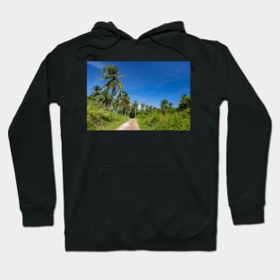 Road with palm trees and clear blue sky Hoodie